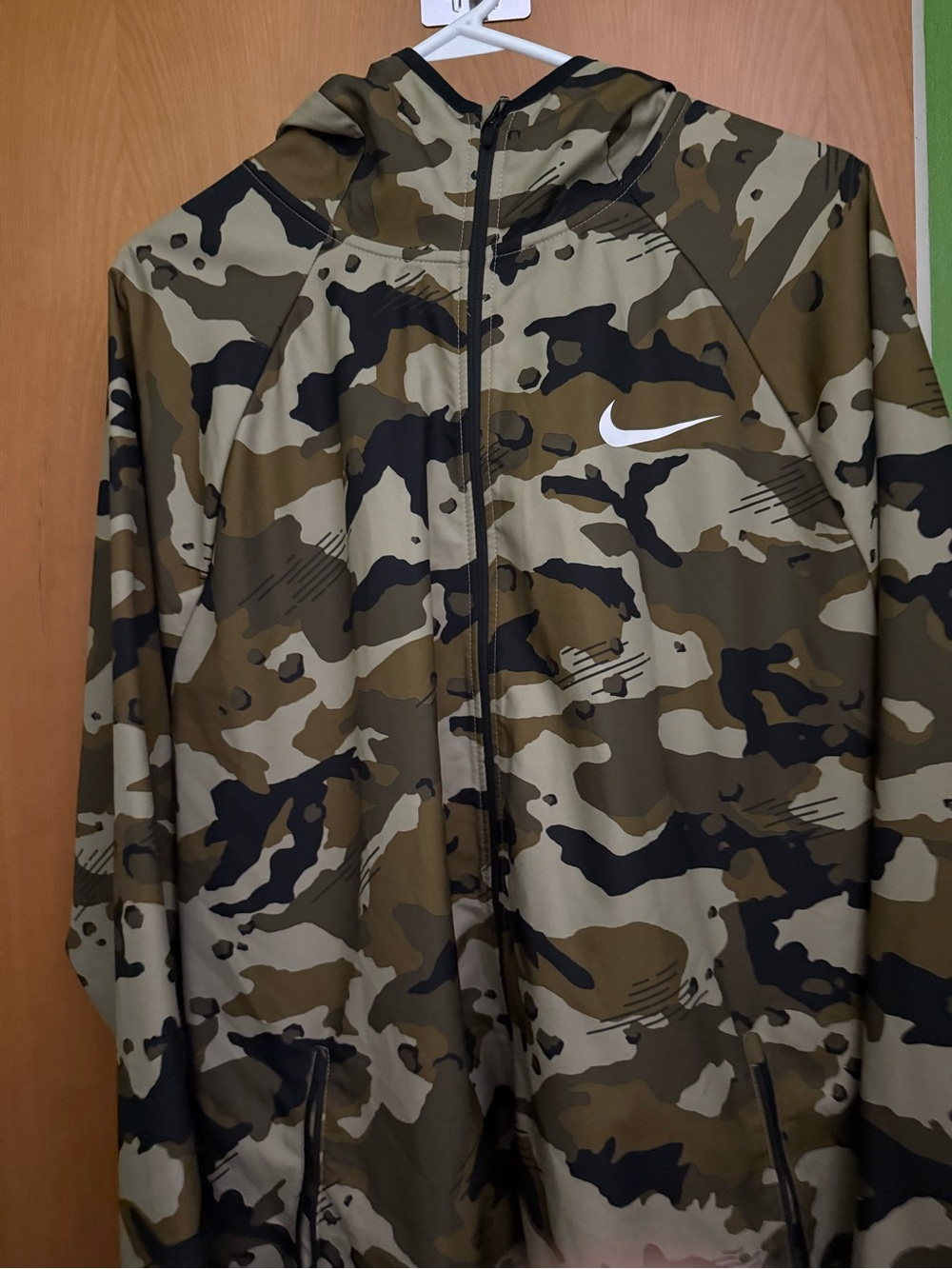 Nike Men's Camo Hooded Jacket - Olive Green Camo - Picture 1 of 2
